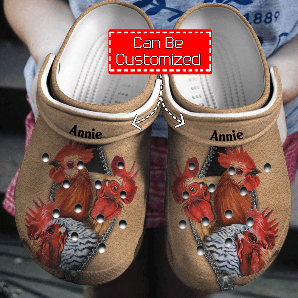 Animal - Chicken On Zipper Personalized Clogs Crocs Shoes For Men And Women