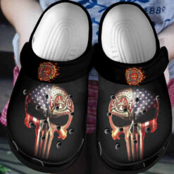 Firefighter Skull Printed Gift For Lover Rubber clog Crocs Shoes