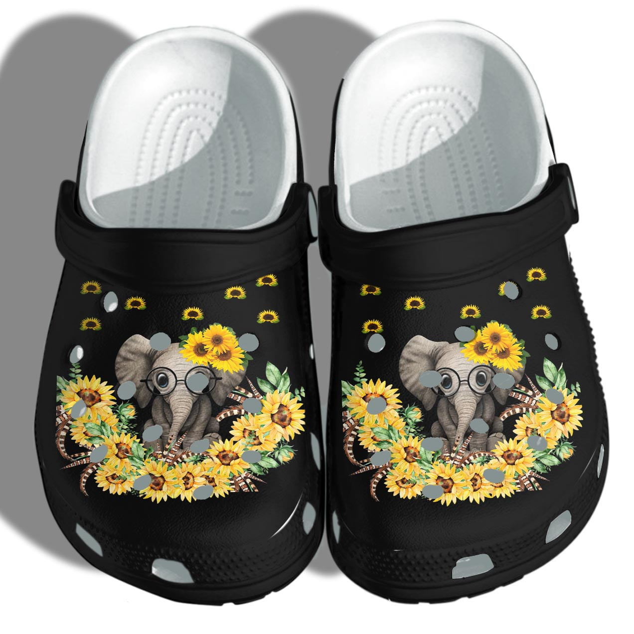 Elephant Sunflower Cute Custom Crocs Clog Shoes Autism Awareness Gifts - Cute Elephant Love Hope Awareness Cancer Outdoor Crocs Clog Shoes Gift