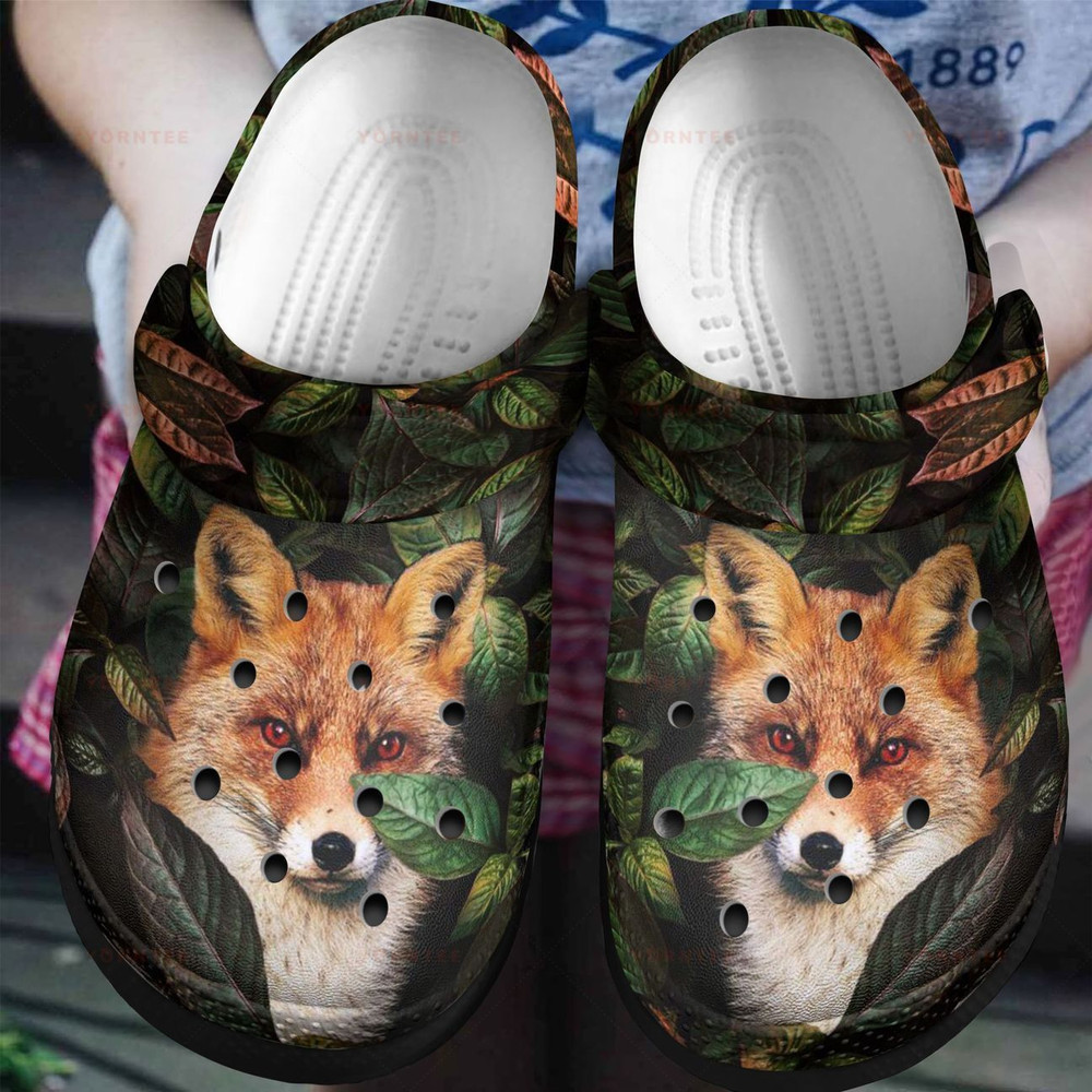 Fox Green Forest Gift For Lover Rubber clog Crocs Shoes