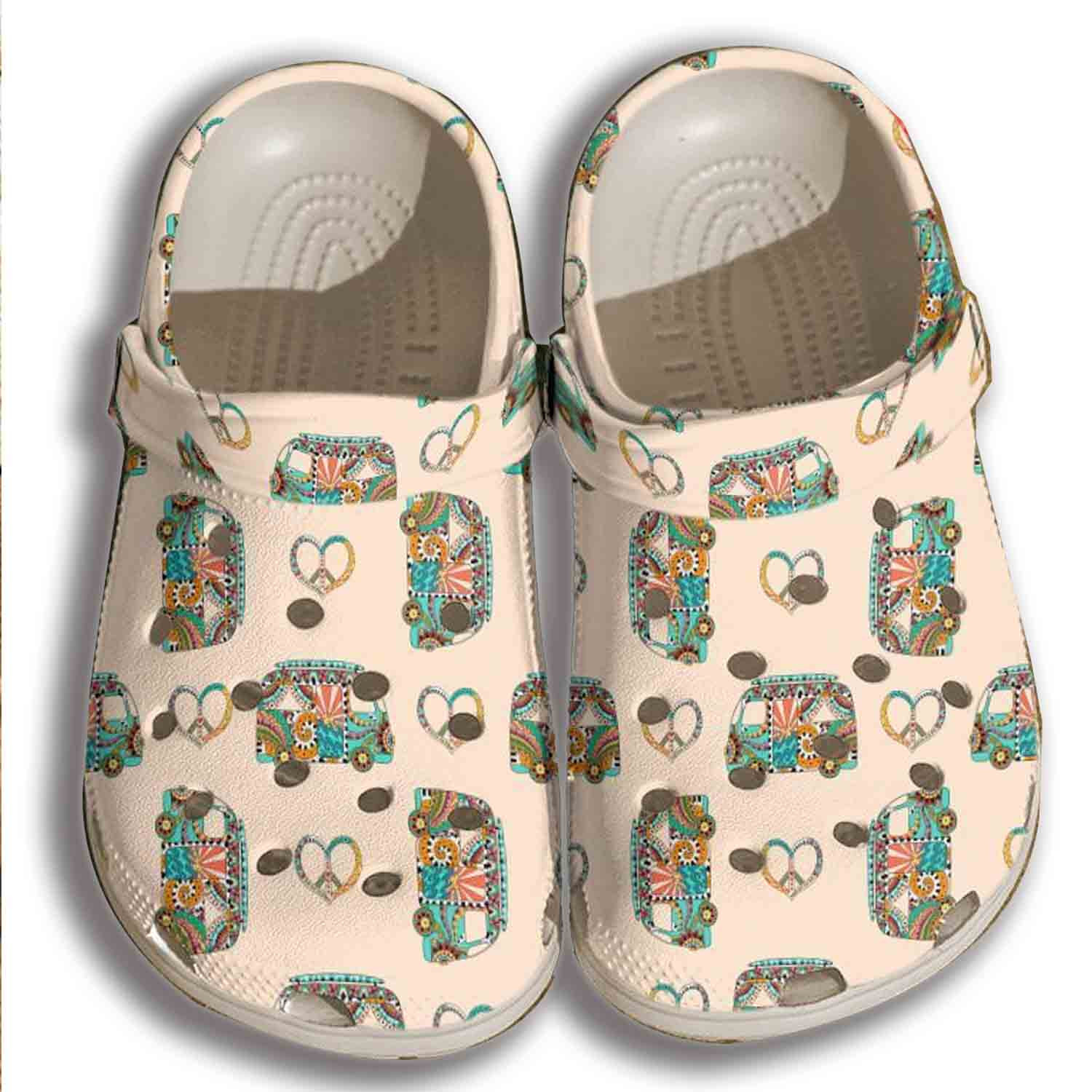 Funny Hippie Car Croc Crocs Shoes Women - Bus Peace Crocs Shoes Crocbland Clog Gifts For Girl Daughter Niece