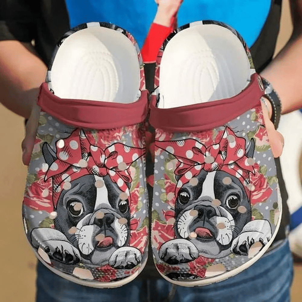 Cute Awesome Boston Terrier Floral 102 Gift For Lover Rubber clog Crocs Shoes