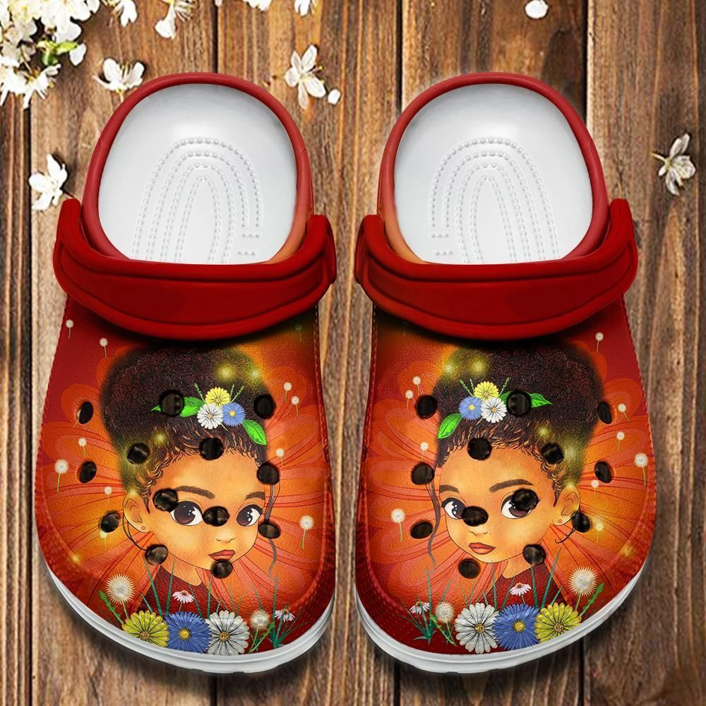 Baby Cute Black Girl Outdoor Crocs Clog Shoes For Little Daughter - Little Afro Baby Crocs Clog Shoes Birthday Gift For Women Girl