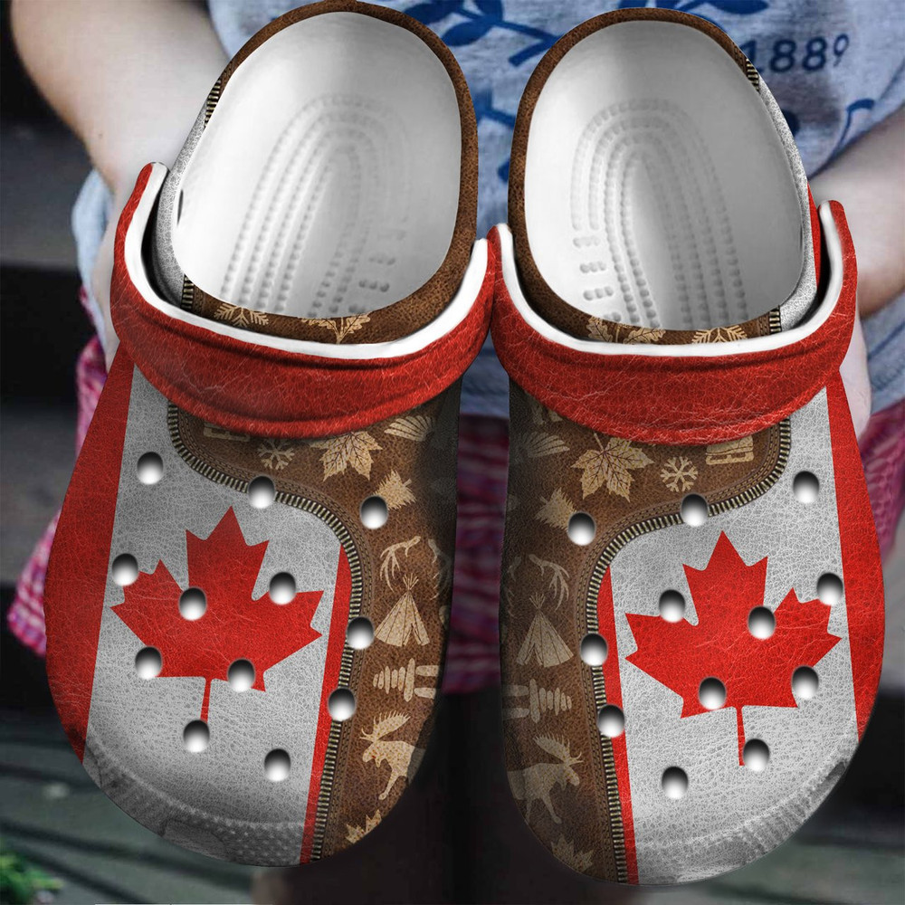 Canada Flag And Symbols Zipper For Men And Women Gift For Fan Classic Water Rubber clog Crocs Shoes