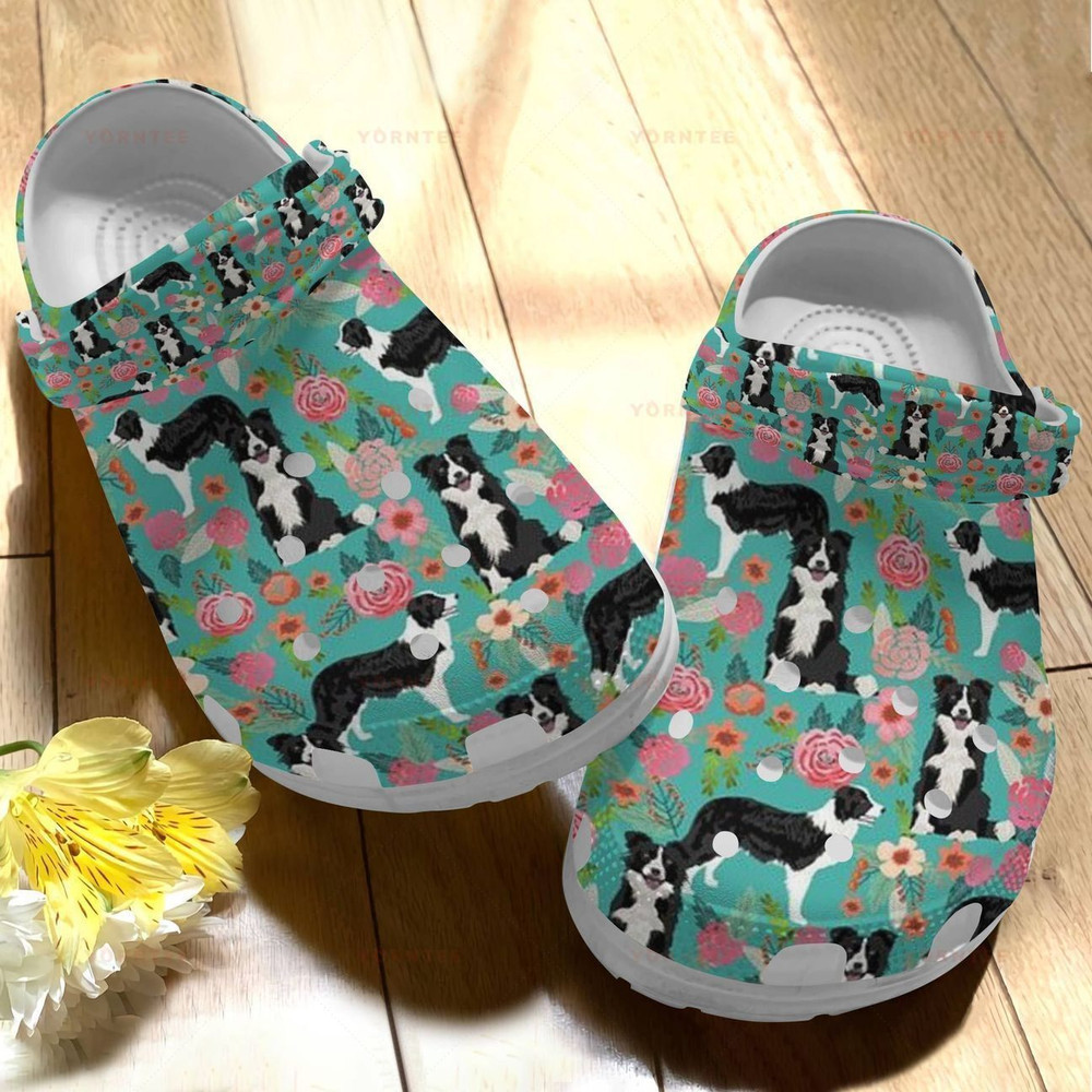 Butterfly Flower Personalized Border Collie Fashion Gift For Lover Rubber clog Crocs Shoes