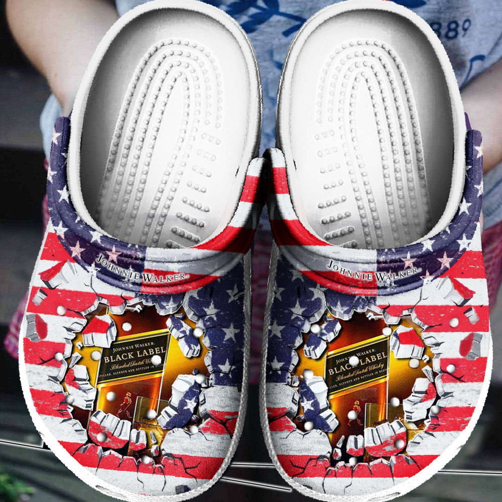 American Flag Johnnie Walker For Mens And Womens Gift For Fan Classic Water Rubber clog Crocs Shoes