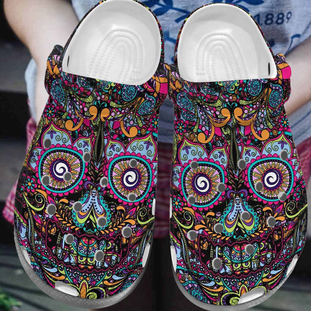 Art Flower Face Mandala Gift For Lover Rubber clog Crocs Shoes