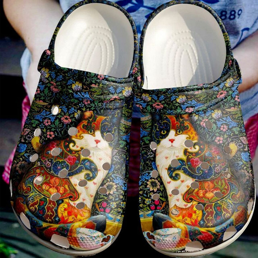 Cat Colorful 102 Gift For Lover Rubber clog Crocs Shoes