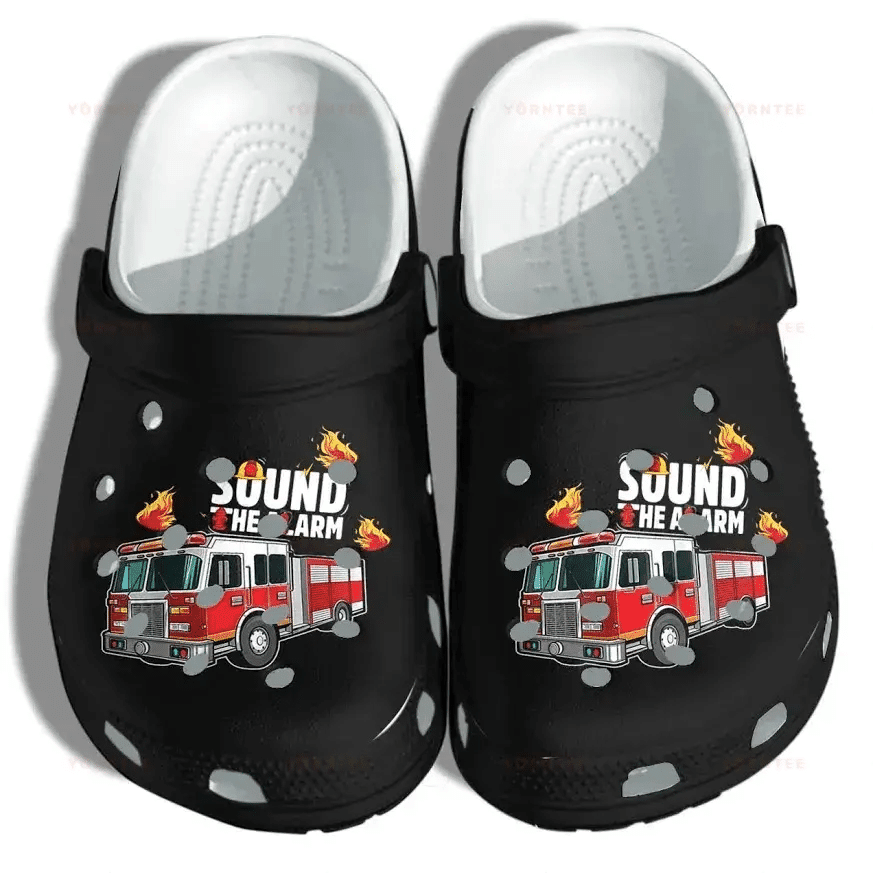 Fire Engine Car For Firefighter Son - Sound The Alarm Gift For Lover Rubber clog Crocs Shoes