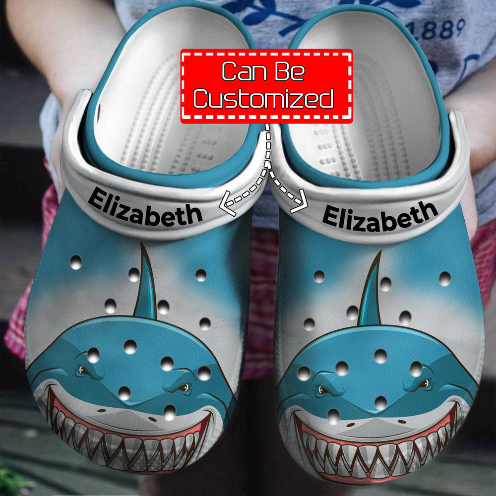 Animal - Shark Face Print Personalized Clogs Crocs Shoes With Your Name For Men And Women