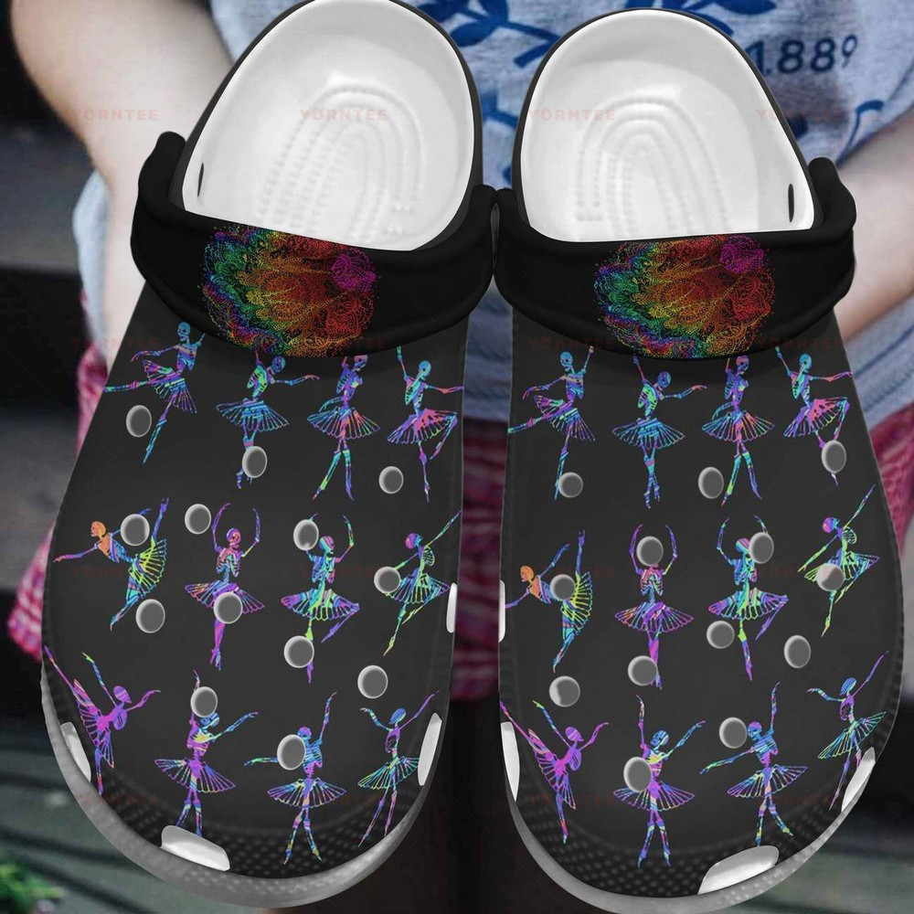 Ballet Colorful Skull Gift For Lover Rubber clog Crocs Shoes