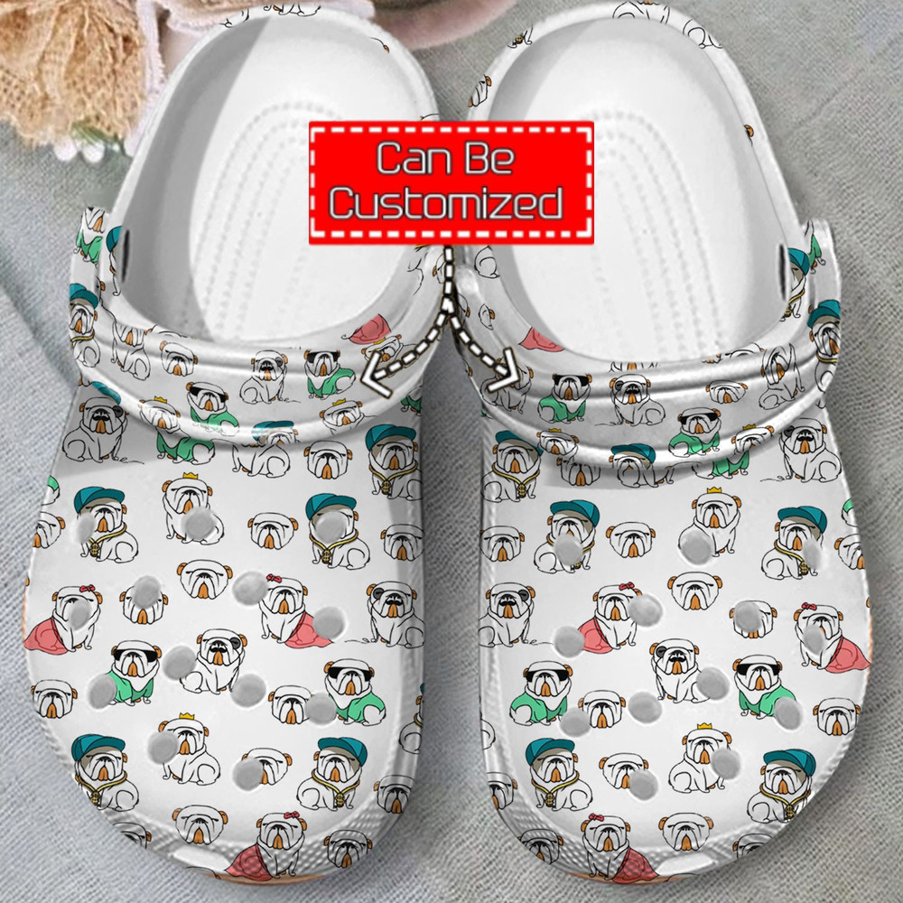 Animal Print - Bulldog Pattern Clog Crocs Shoes For Men And Women