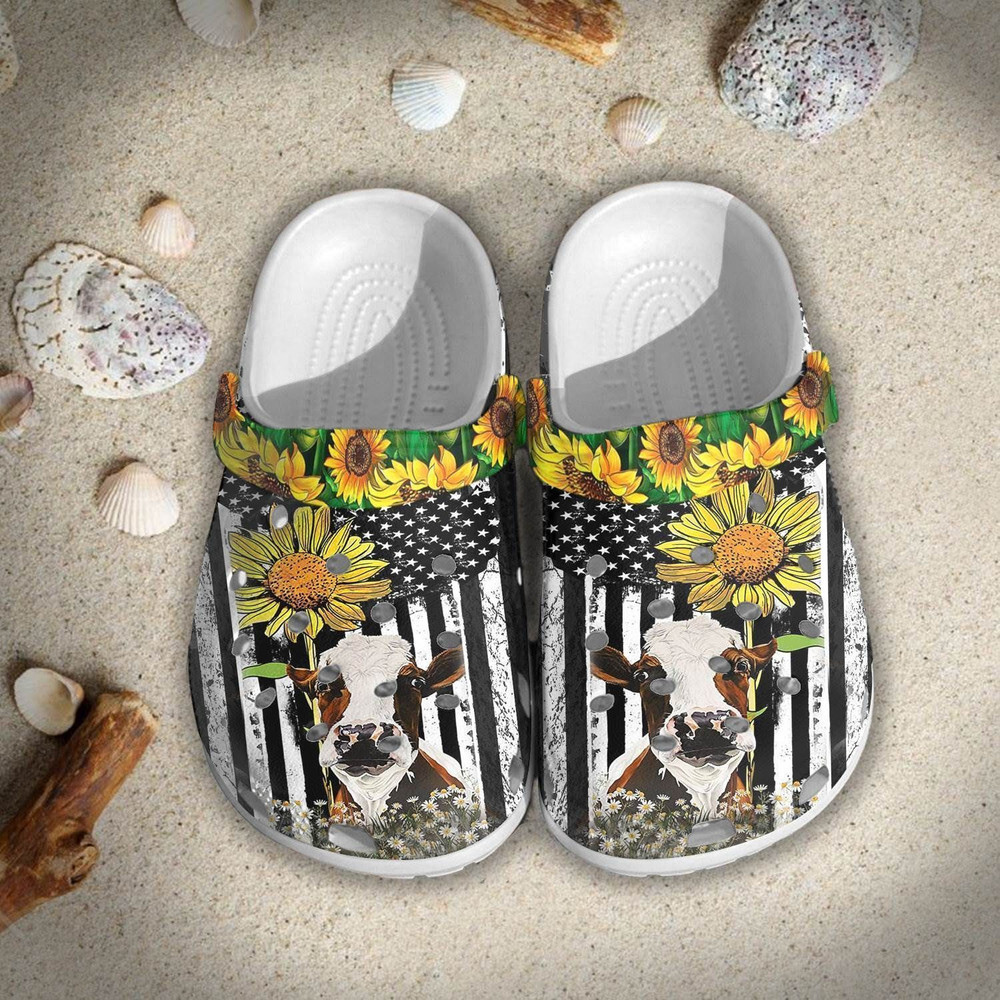 Cow Sunflowers Rubber clog Crocs Shoes