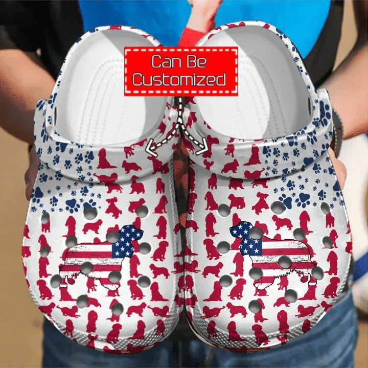 Animal Print - Cocker Spaniel American Flag Clog Crocs Shoes For Men And Women