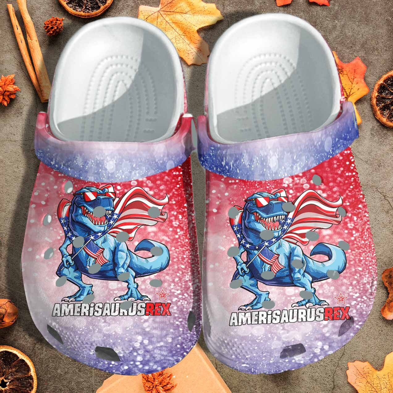 Dinosaur 4Th July Custom Crocs Clog Shoes - Amerisaurus Rex Outdoor Crocs Clog Shoes Birthday Gift For Men Women Boy Girl