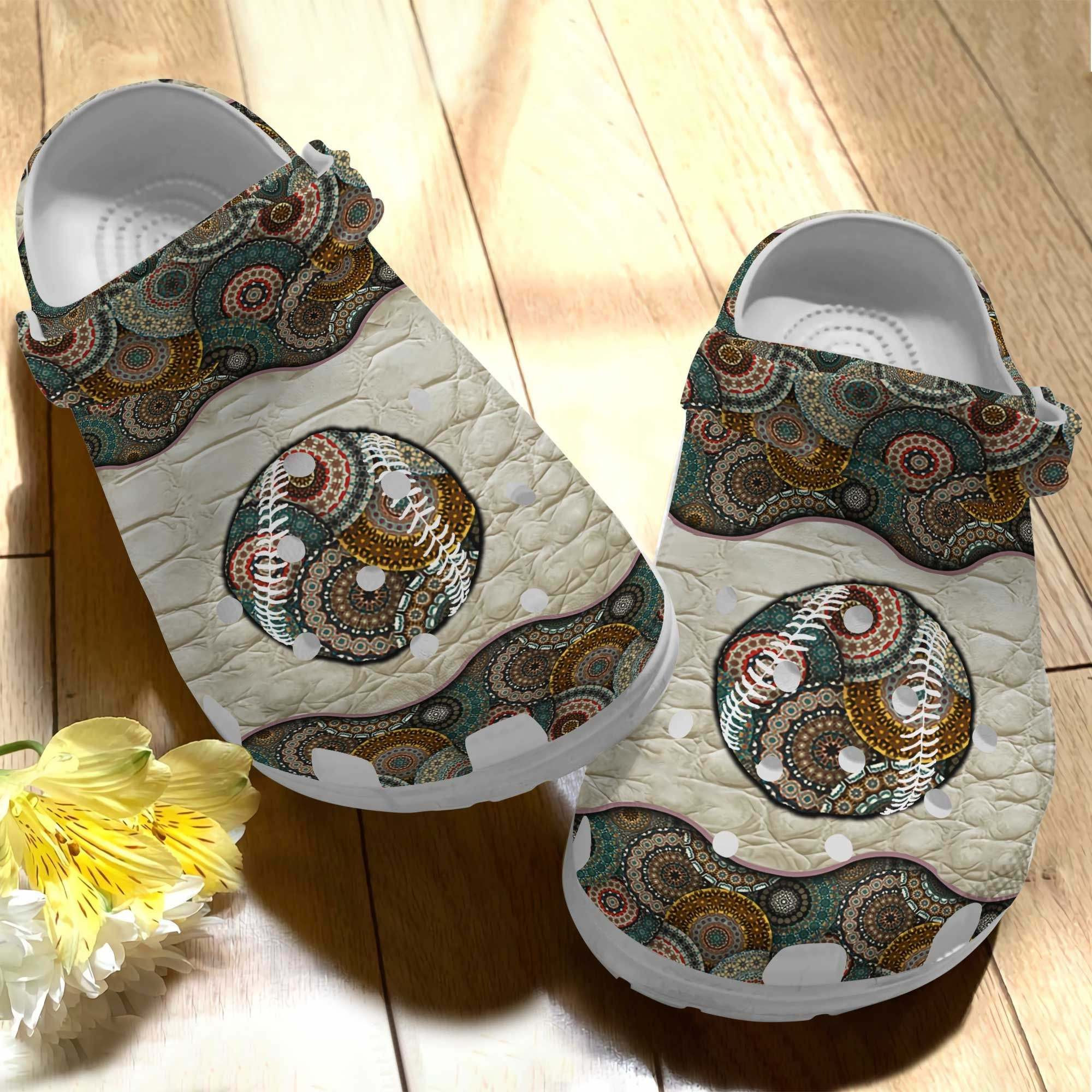 Baseball Ball Hippie Crocs Clog Shoes For Hippie Girl - Peace Baseball Custom Crocs Clog Shoes For Men Women