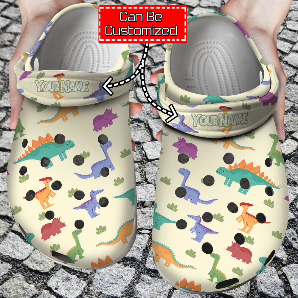 Colorful - Personalized Colorful Dinosaurs Pattern Clog Crocs Shoes For Men And Women