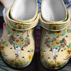 Deer Skull Sunflowers Art Women Crocs Shoes Cute Crocs Shoes Rubber clog Crocs Shoes