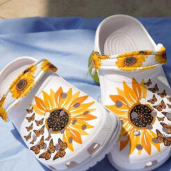 Butterflies Hippie Sunflowers Gift Hippie Girl Crocs Shoes Rubber clog Crocs Shoes