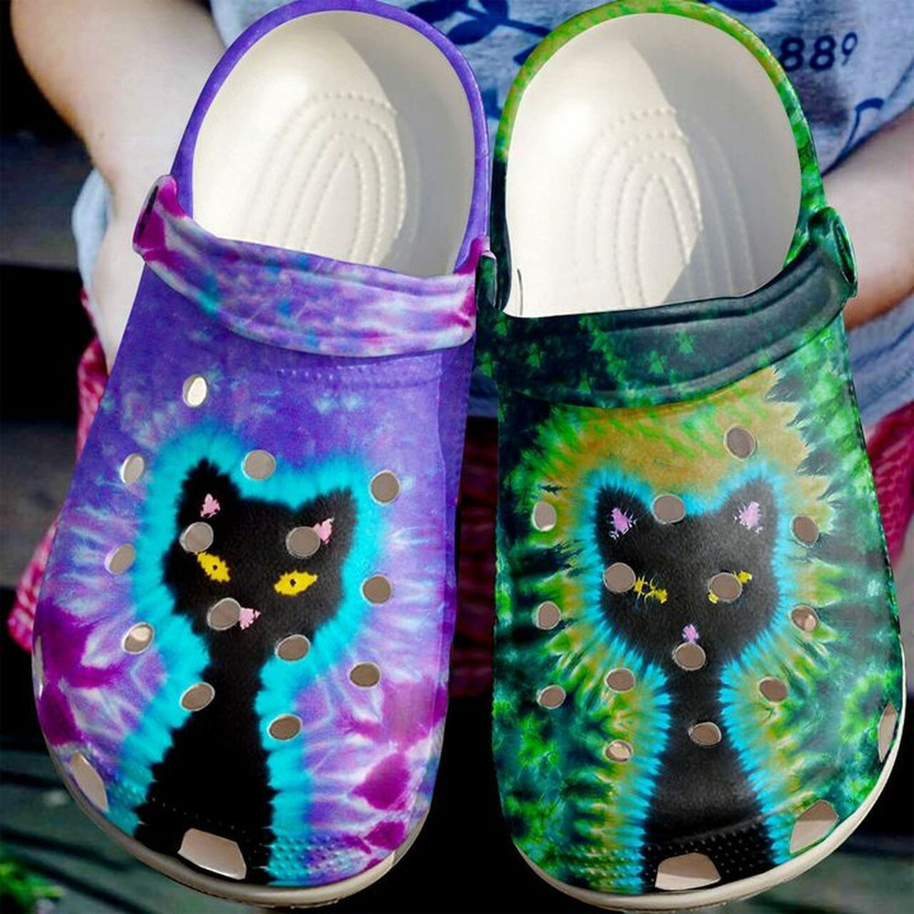 Cat Black And Colors Omber Gift For Lover Rubber clog Crocs Shoes