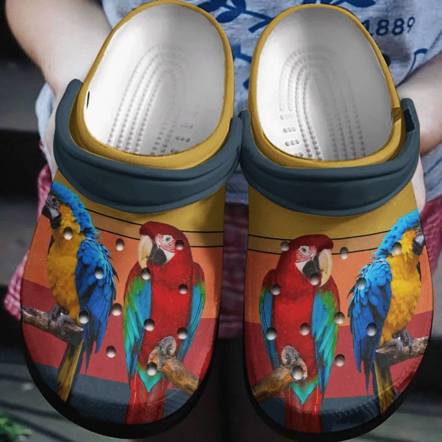 Birds Macow And Red Parrot Couple Gift For Lover Rubber clog Crocs Shoes