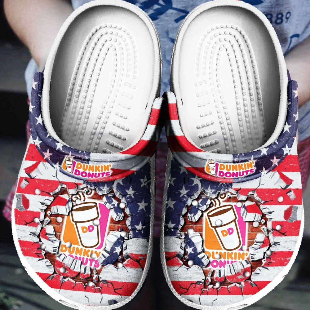 Dunkin Donut American Flag Rubber clog Crocs Shoes