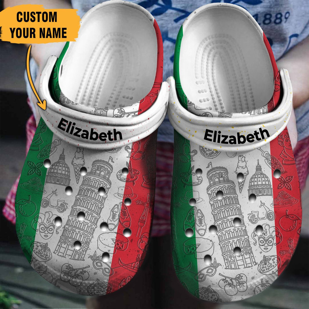 Italia Flag Gift For Fan Classic Water Rubber clog Crocs Shoes