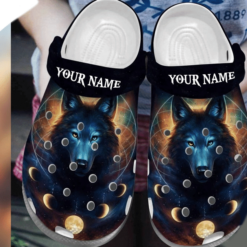 Custom Name Wolf Bohemian 6 Rubber clog Crocs Shoes