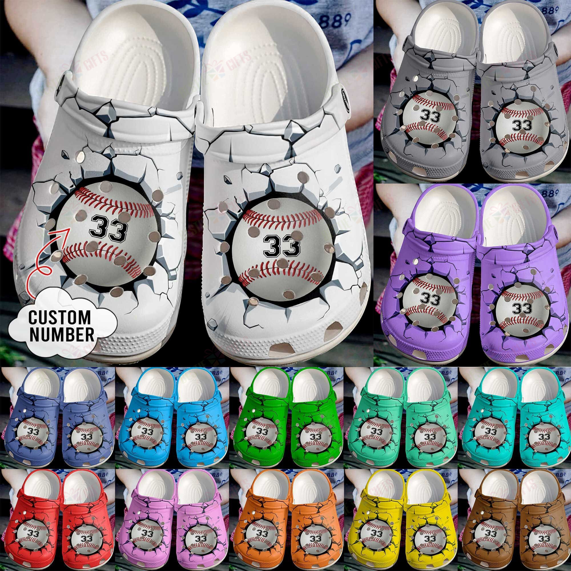 Baseball - Personalized Baseball Broken Wall Classic Clog Crocs Shoes For Men And Women