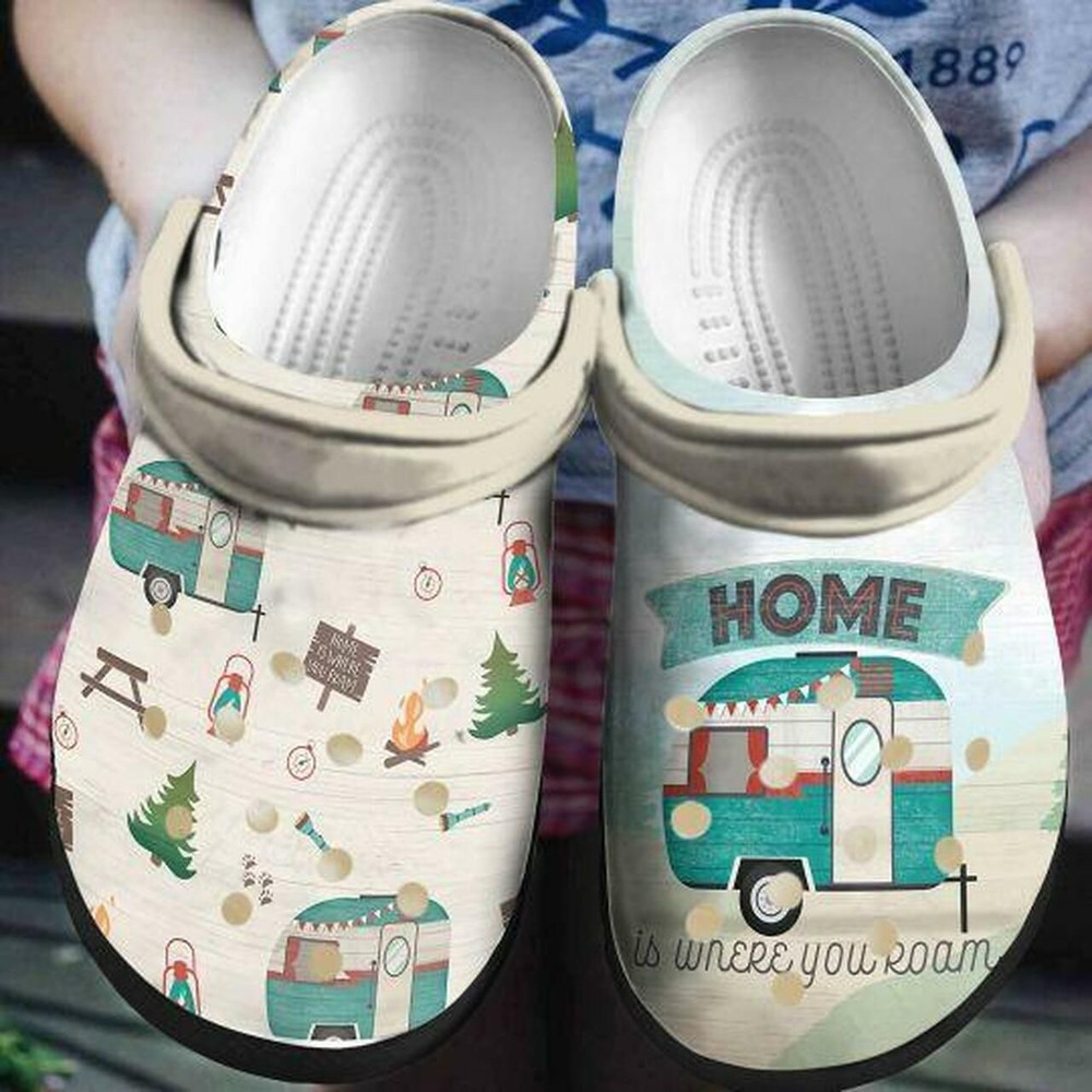 Camping Home Is Unere You Roam Personalized 7 Gift For Lover Rubber clog Crocs Shoes