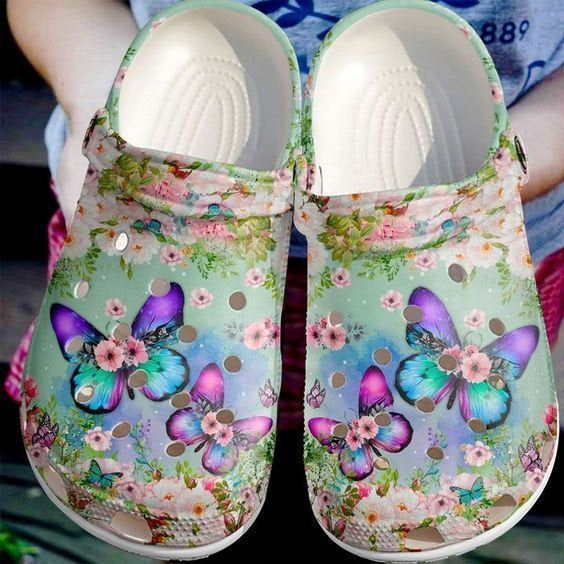 Butterfly Flower Rubber clog Crocs Shoes