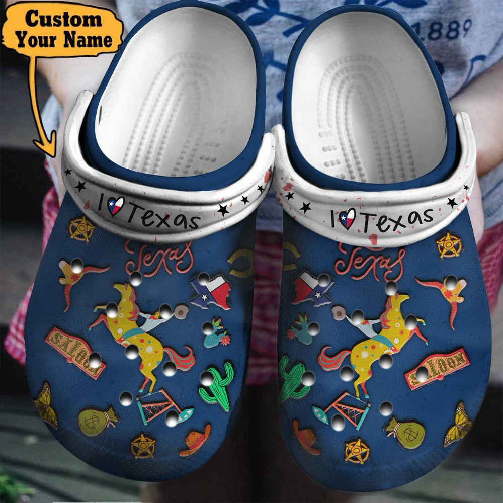 Colorful - I Love Texas Clogs Crocs Shoes For Men And Women