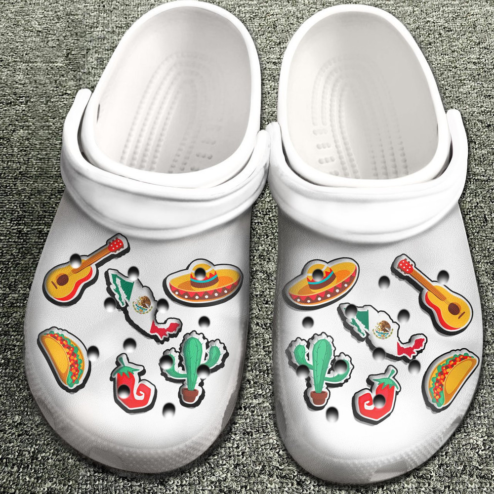 Mexico With Symbols For Men And Women Gift For Fan Classic Water Rubber clog Crocs Shoes