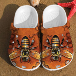 Animals Bee Texture Gift For Lovers Hippie Gift For Lover Rubber clog Crocs Shoes