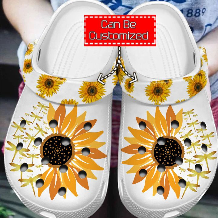 Animal Print - Dragonfly Sunflower Clog Crocs Shoes For Men And Women