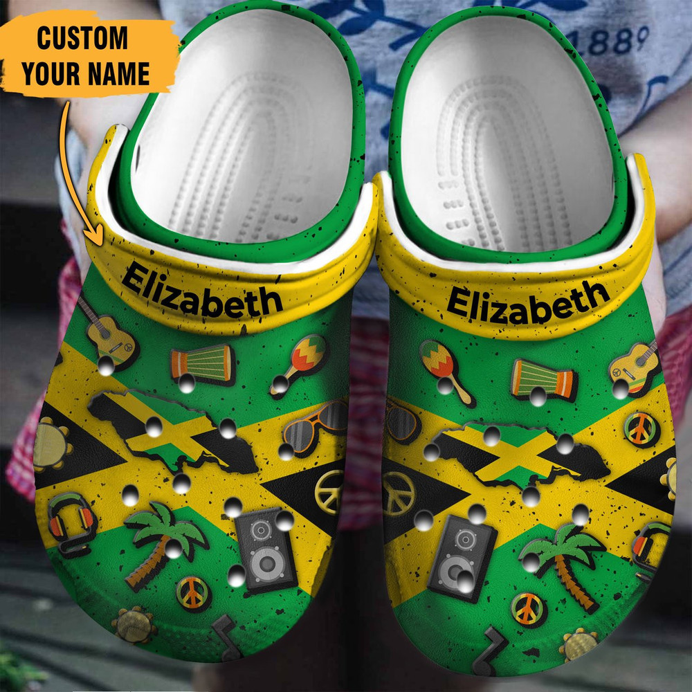 Jamaica Flag Symbols Gift For Fan Classic Water Rubber clog Crocs Shoes