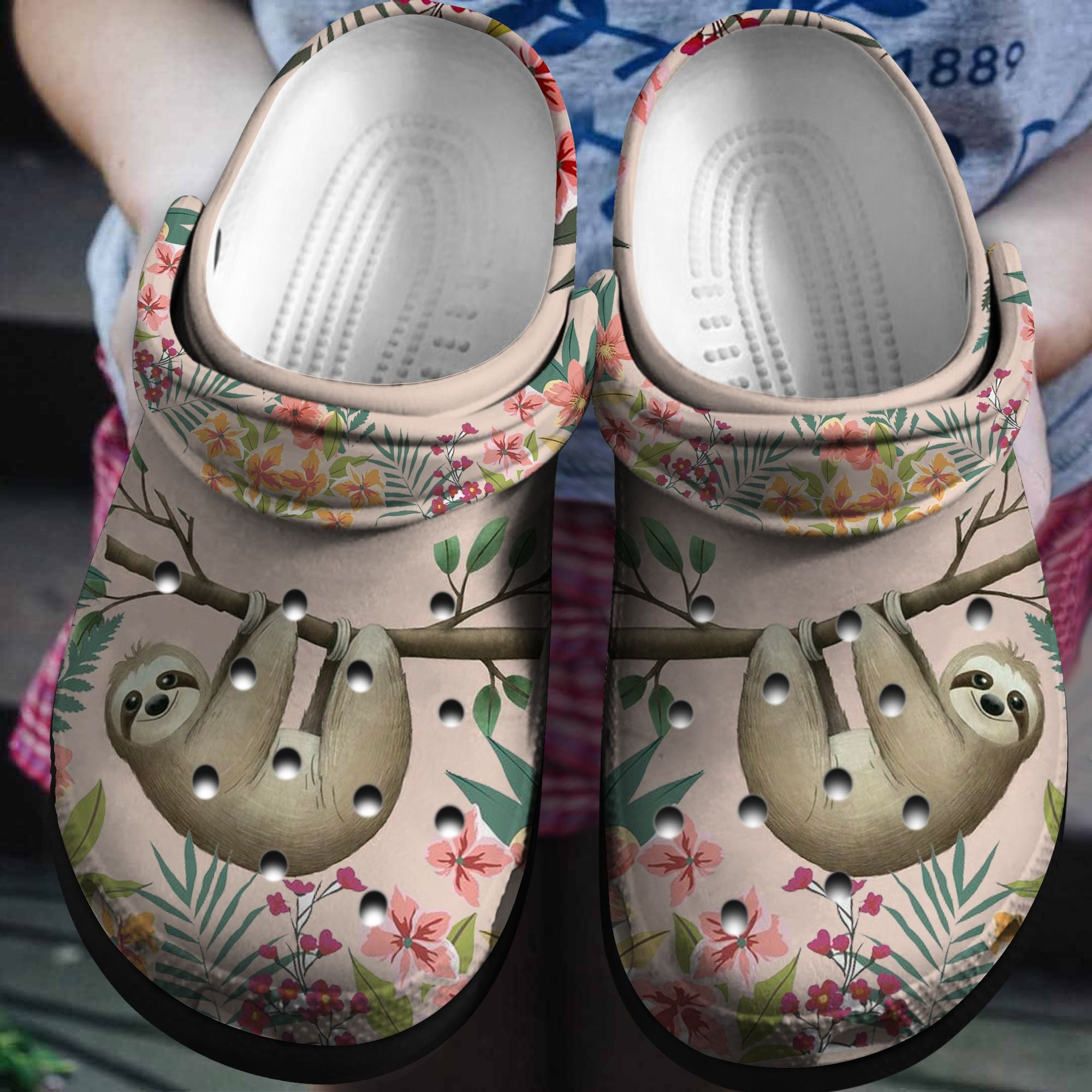 Hanging Sloth Flower Crocs Clog Shoes - Lovely Garden Custom Crocs Clog Shoes Birthday Gift For Men and Women