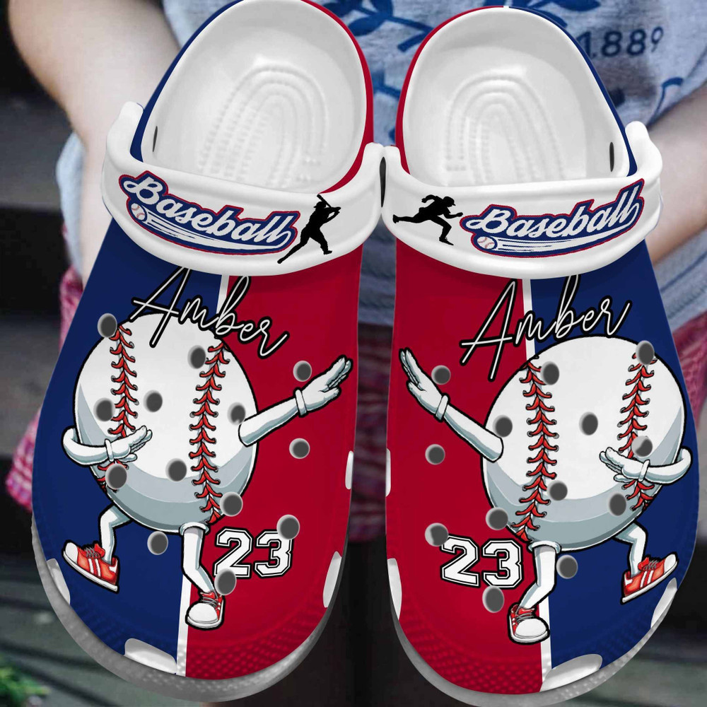 Baseball Ball Dabbing Cute Custom Name Gift For Lover Rubber clog Crocs Shoes