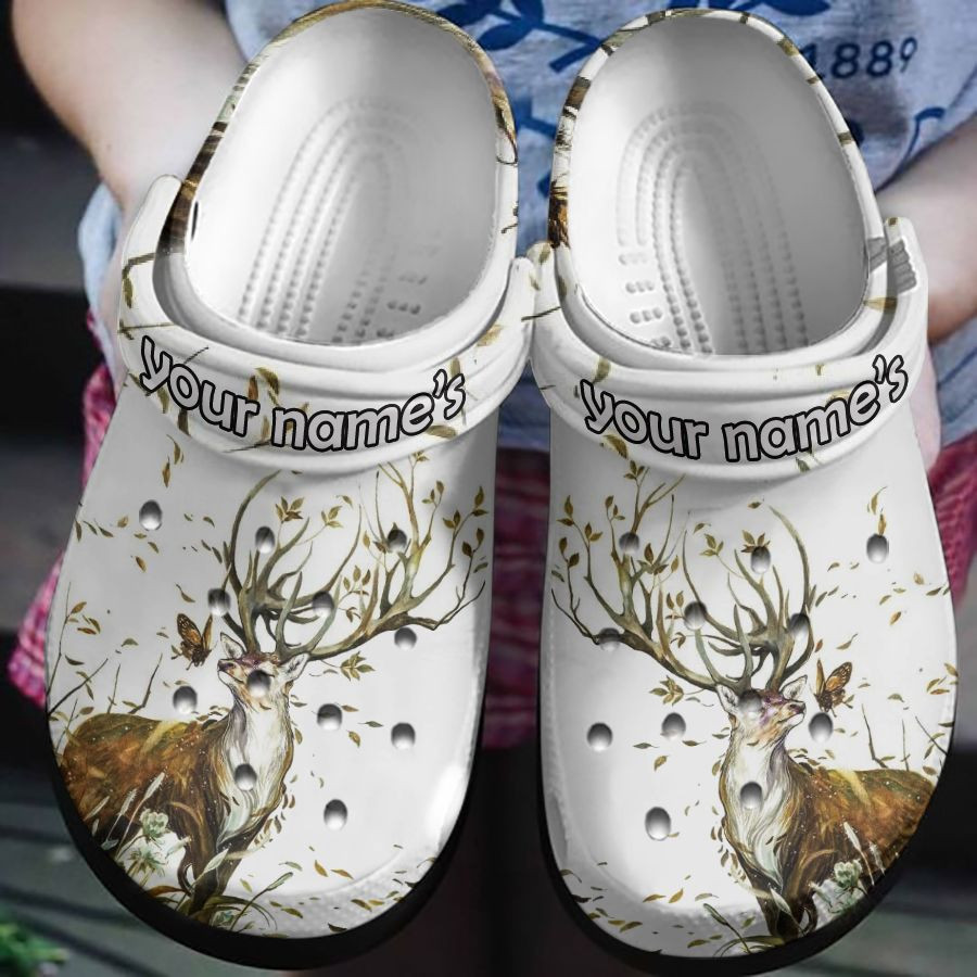 Deer And Butterfly In Autumn Wind Crocs Clog Shoes Custom Shoe Birthday Gift For Men Women