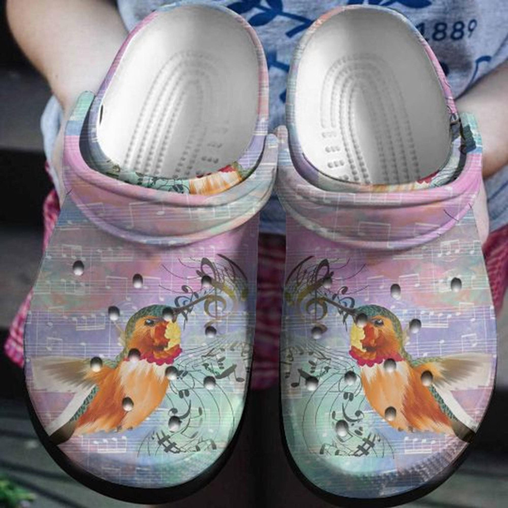 Hummingbird With Staves Rubber clog Crocs Shoes