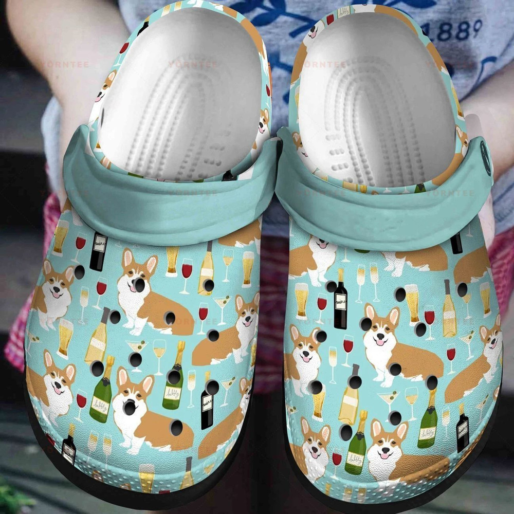 Corgi Alcohol Fashion Gift For Lover Rubber clog Crocs Shoes