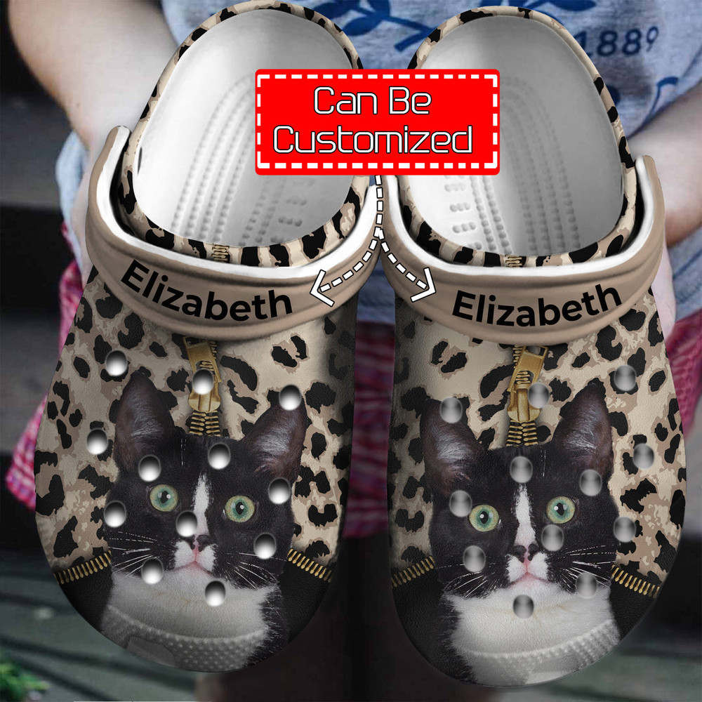 Cat - Cat Lovers Personalized Clogs Crocs Shoes With Leopard Pattern For Men And Women