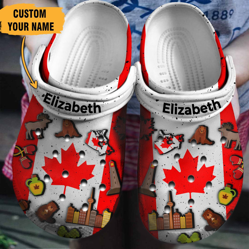 Canadian Flag Symbols Gift For Fan Classic Water Rubber clog Crocs Shoes