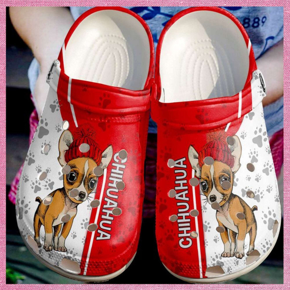 Chihuahua Love Red Rubber clog Crocs Shoes