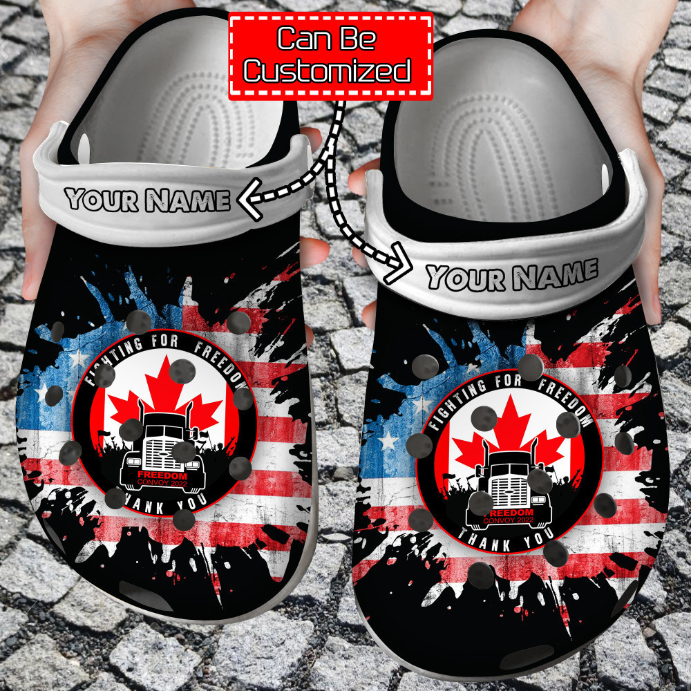 Freedom - Personalized Fighting For Freedom Convoy 2022 Clog Crocs Shoes For Men And Women