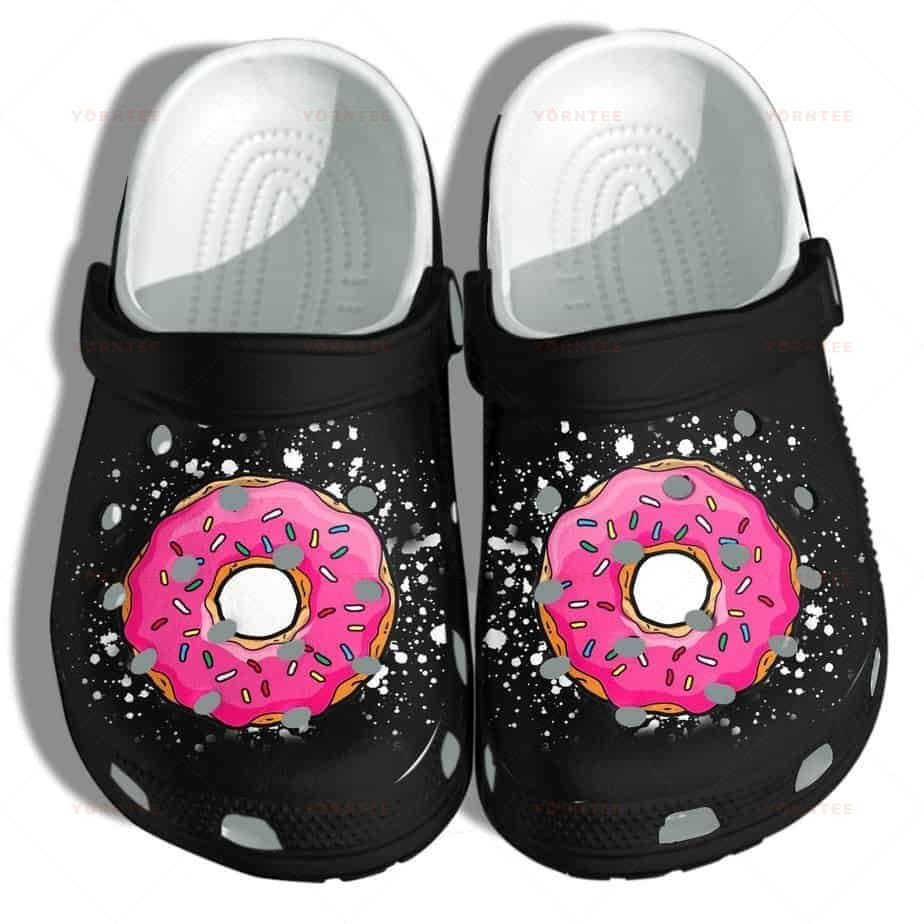 Donut Cake Cute Funny Black Gift For Lover Rubber clog Crocs Shoes