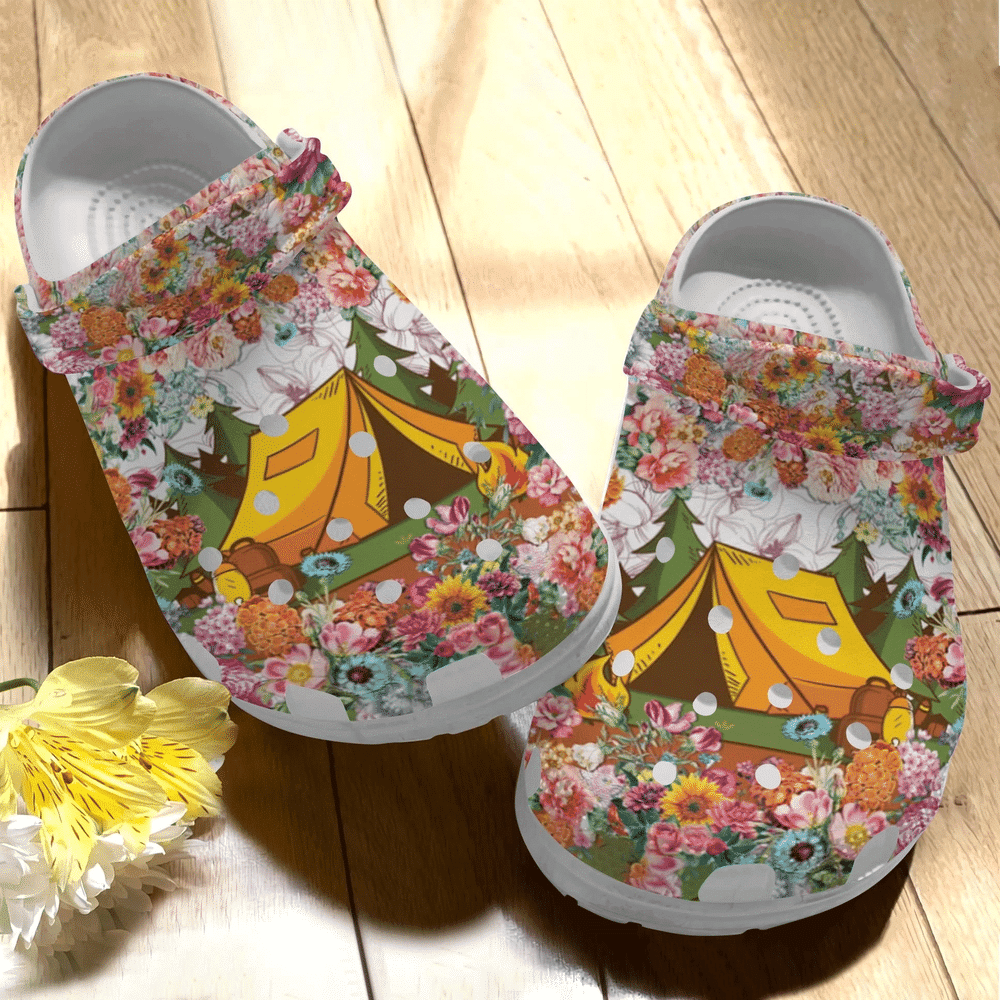 Camping Lover Flower Gift For Lover Rubber clog Crocs Shoes