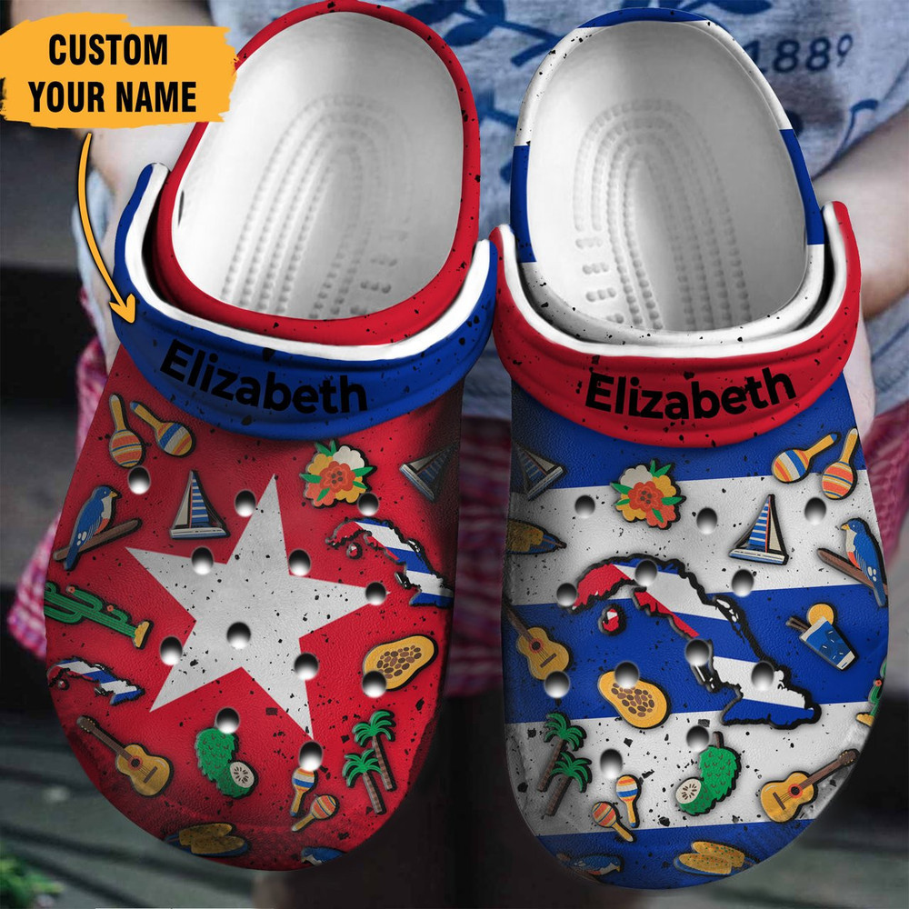 Cuba Flag Symbols Gift For Fan Classic Water Rubber clog Crocs Shoes