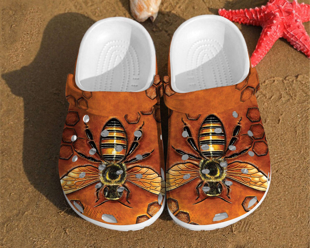 Bee Texture For Mens And Womens Gift For Fan Classic Water Rubber clog Crocs Shoes