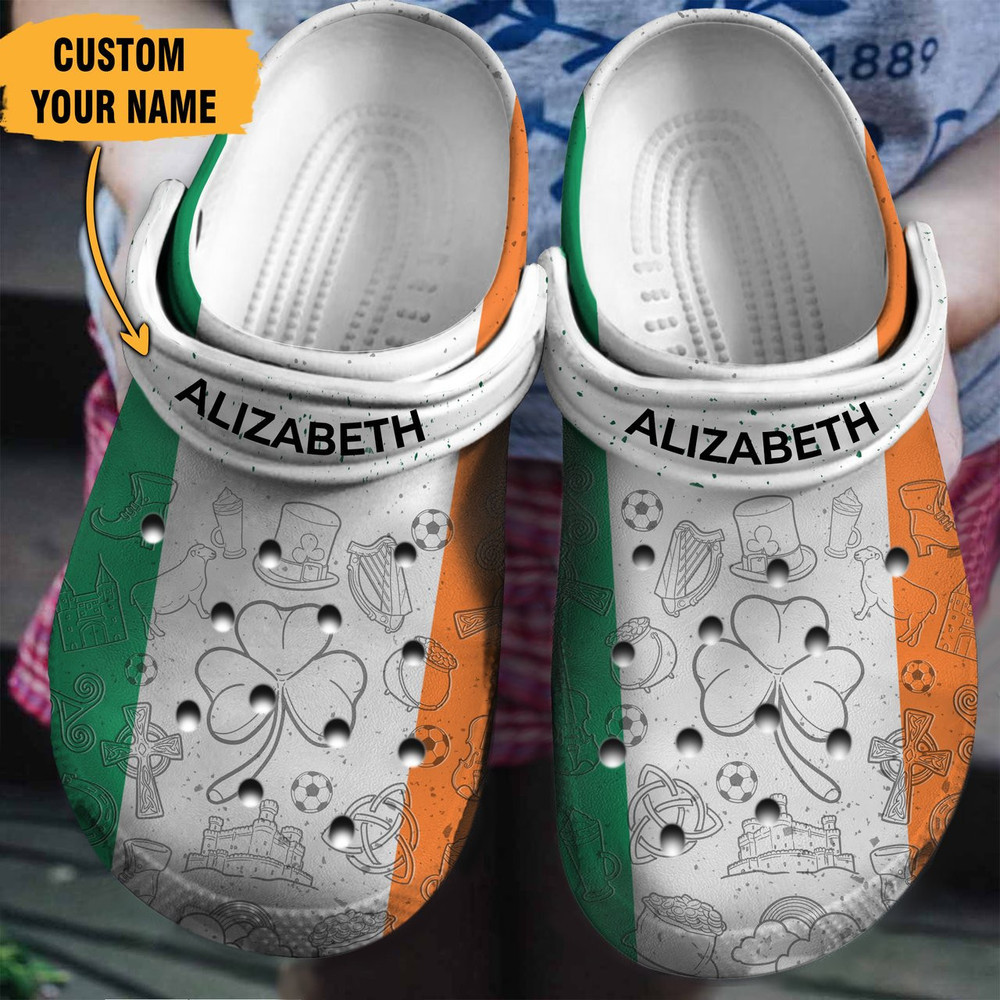 Ireland Flag Gift For Fan Classic Water Rubber clog Crocs Shoes